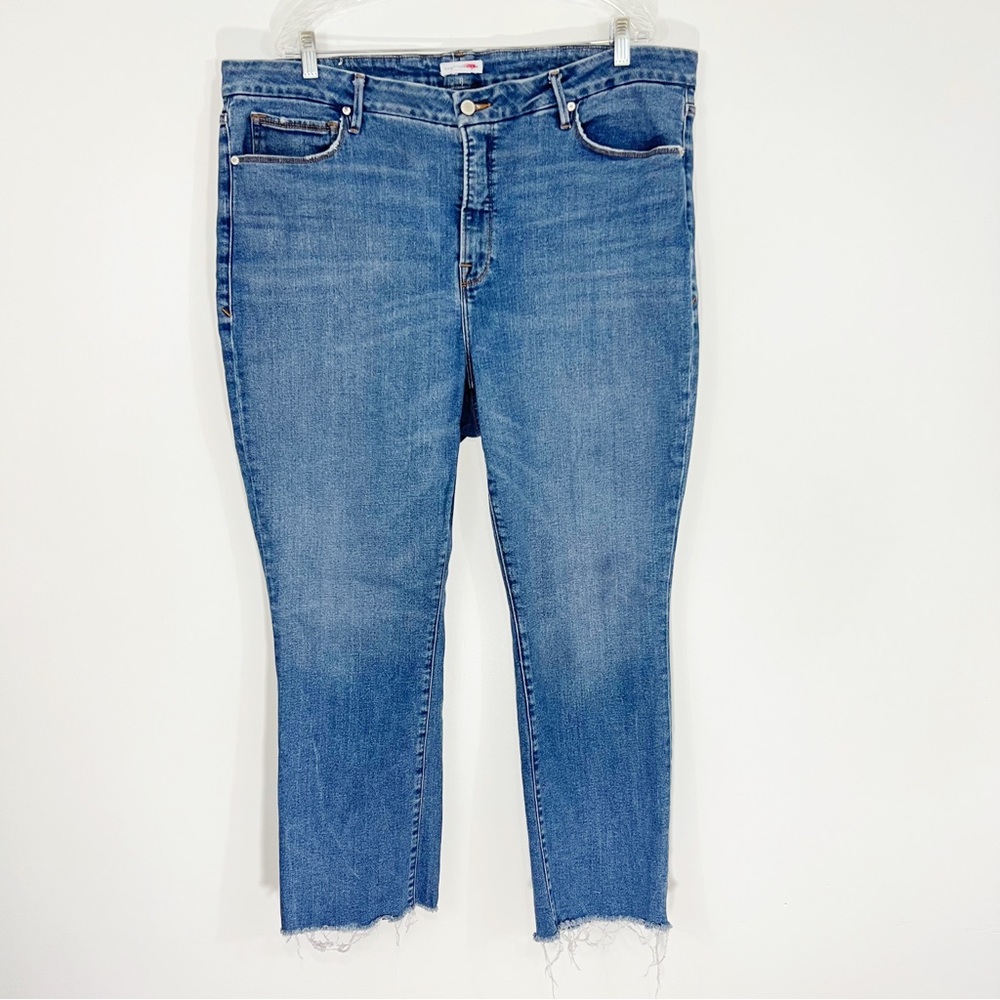Good American Good Legs Straight Raw Hem Jeans Size 16 Style GSTL67TNA 1288